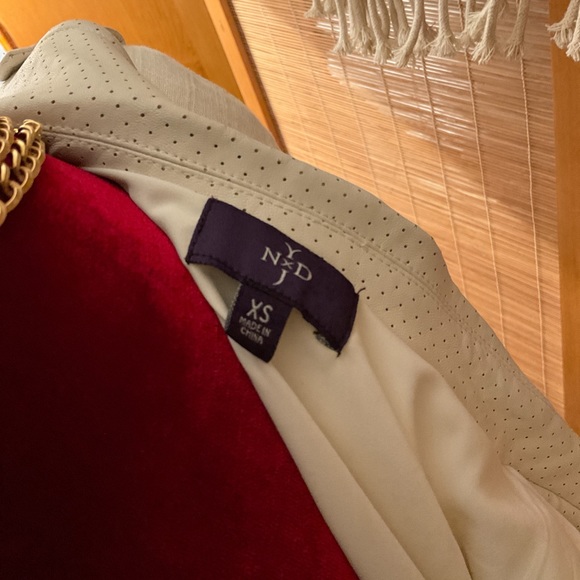 NYDJ Faux Leather Linen Moto Jacket Off White XS - Picture 14 of 15